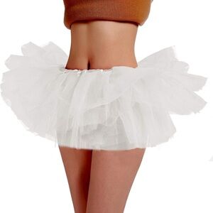 White Layered Tulle Mini Tutu Skirt
